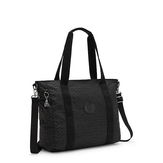 Kipling Asseni Klassieke Printed Tote Tassen Zwart | BE 1460ZU